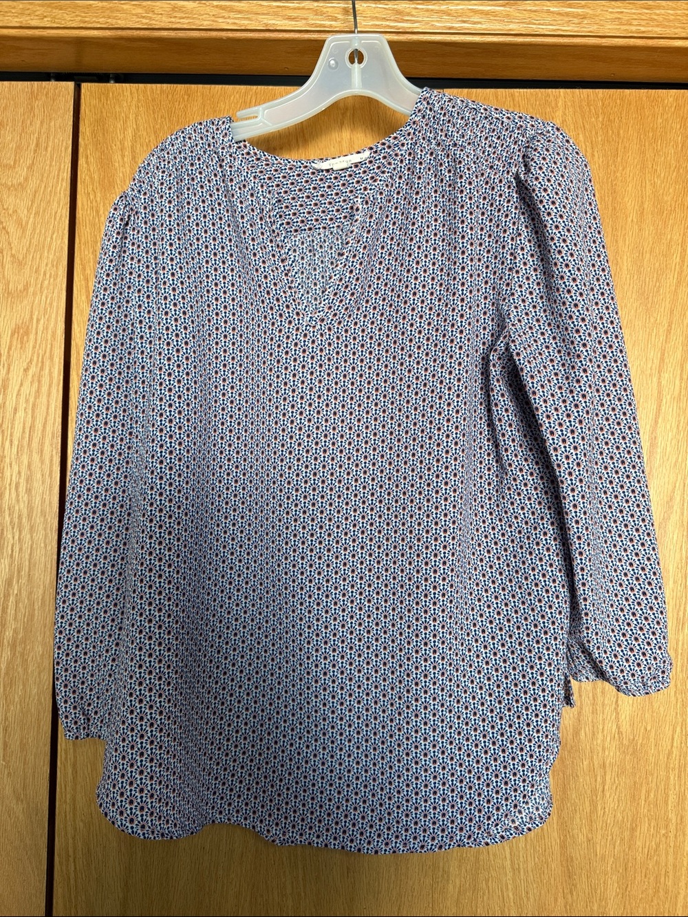 fun 2 fun Blue Printed V-Neck Tunic Top